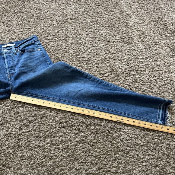 Levi's Women’s Wedgie Straight 27 Jeans Size 27x27 Blue Denim Frayed Hem Used - Picture 12 of 12